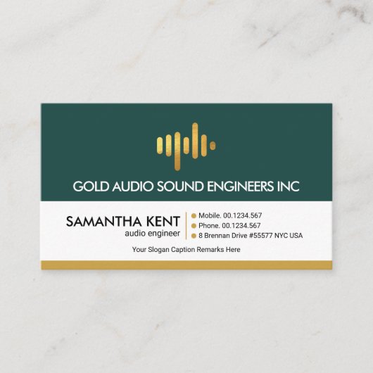 Retro Lyers Gold Sound Wave Audio Engineer Visitekaartje (Voorkant)