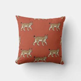 Retro Lynx Print Kussenhoes Terracotta Rood Thuis Kussen