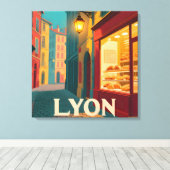Retro Lyon: Frans stadsgezicht Canvas Afdruk (Insitu (Houten vloer))