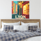 Retro Lyon: Frans stadsgezicht Canvas Afdruk (Insitu (Slaapkamer))