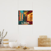 Retro Lyon: Frans stadsgezicht Poster (Keuken)