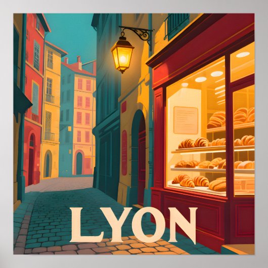 Retro Lyon: Frans stadsgezicht Poster (Voorkant)