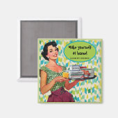 Retro Maak jezelf thuis schoon mijn keuken Magneet (Voorkant / Achterkant)