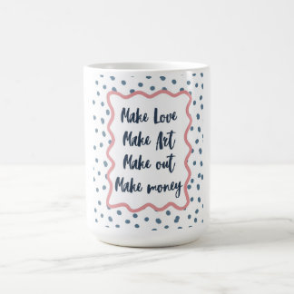 Retro "Maak Liefde, Kunst, Uit, Geld" Esthetiek Koffiemok