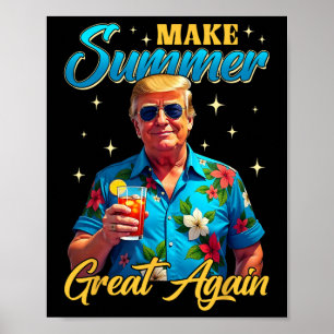 Retro Maak Zomer Groot Opnieuw Donald Trump Zomer Poster