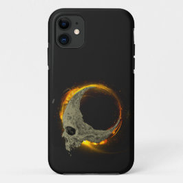 Retro maan Dode Brandende Schedel in Vuur Case-Mate iPhone Case