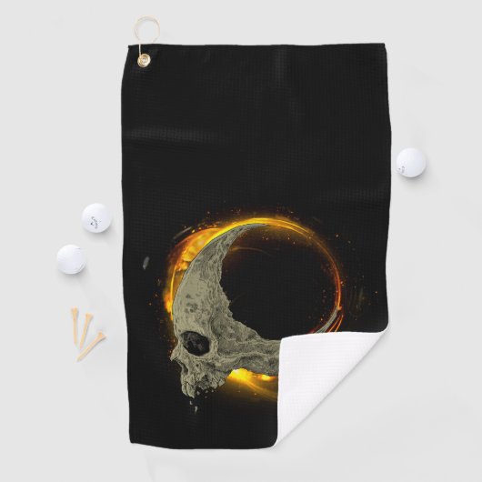Retro maan Dode Brandende Schedel in Vuur Golfhanddoek (Insitu)