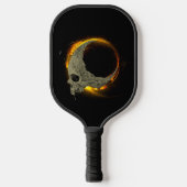 Retro maan Dode Brandende Schedel in Vuur Pickleball Paddle (Voorkant)