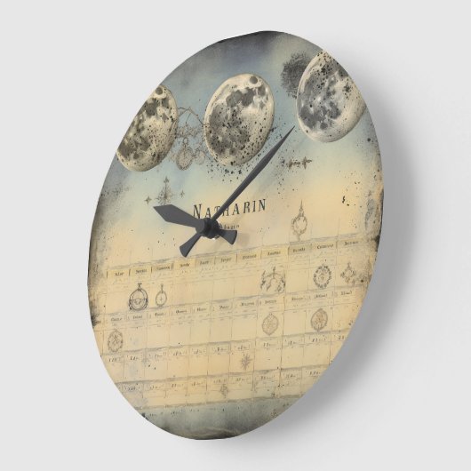 Retro Maan Fase Almanak - Nostalgische Celestial E Grote Klok (Hoek)