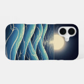 Retro Maan Golven iPhone 16 Hoesje (Achterkant horizontaal)