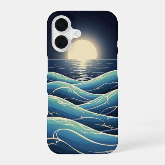Retro Maan Golven iPhone 16 Hoesje (Achterkant)