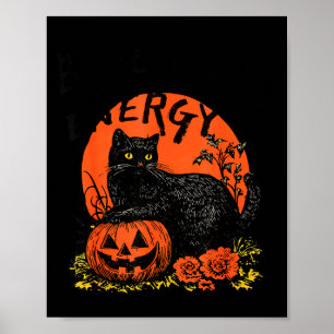 Retro maan zwarte kat energie kitten uit de jaren  poster