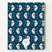 Retro Maanfasen Checker Vierkant Blauw Notitieboek (Achterkant)
