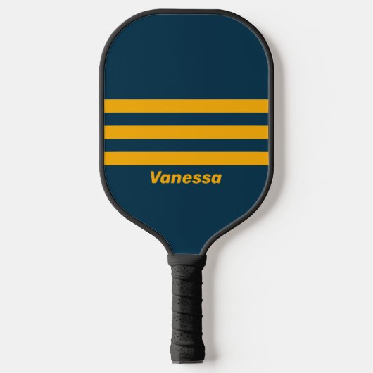 Retro Maanlicht Getijde Drie Dwars Strepen met Naa Pickleball Paddle (Voorkant)