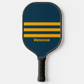 Retro Maanlicht Getijde Drie Dwars Strepen met Naa Pickleball Paddle (Achterkant)