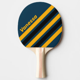 Retro Maanlicht Getijde Schuin Strepen met Naam Tafeltennisbatje