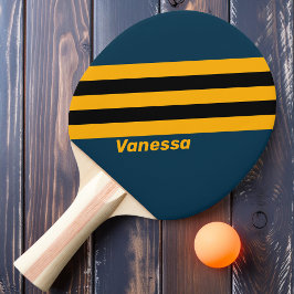 Retro Maanlicht Getijde Strepen met Naam Tafeltennisbatje