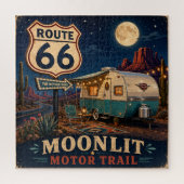 Retro Maanverlichte Camper Woestijn Snelweg Hobby Legpuzzel (Verticaal)