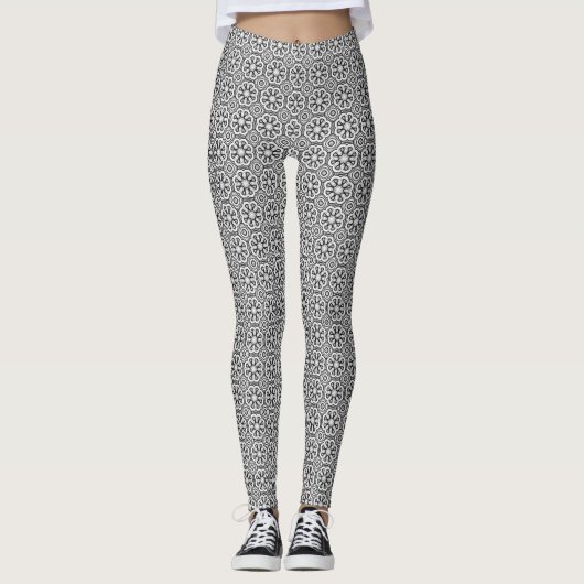 Retro maar modern zwart en wit leggings (Voorkant)