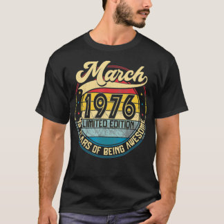  retro maart 1976 45th Birthday Gift 45 Yea T-shirt