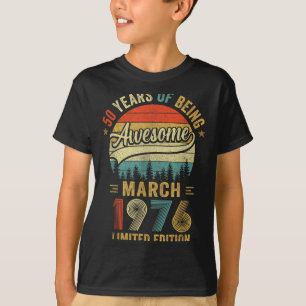 Retro Maart 1976 Oude 50e Verjaardag Mannen Vrouwe T-shirt