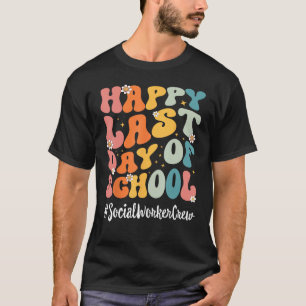 Retro Maatschappelijk Werkers Crew Gelukkige Laats T-shirt