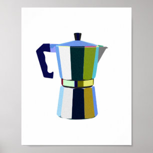 Retro macchinetta Italiaanse espresso koffiekunst Poster