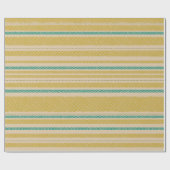 Retro  Macht Stripes Mustard Blauwgroen Beige Cadeaupapier (Vlak)