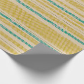 Retro  Macht Stripes Mustard Blauwgroen Beige Cadeaupapier (Hoek)
