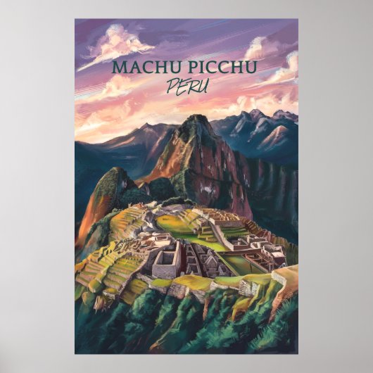 Retro Machu Picchu Peru V-01 Poster (Voorkant)