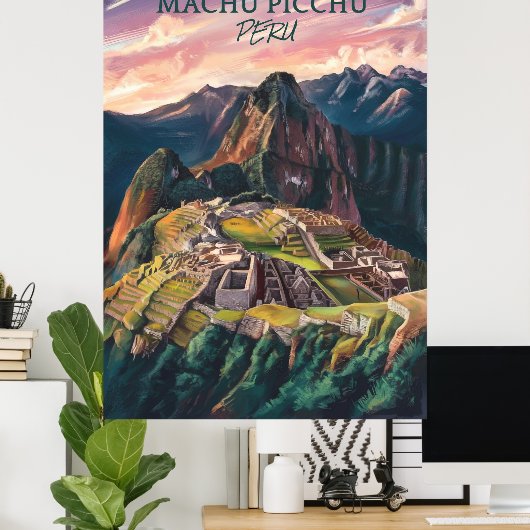 Retro Machu Picchu Peru V-01 Poster (Thuiskantoor)