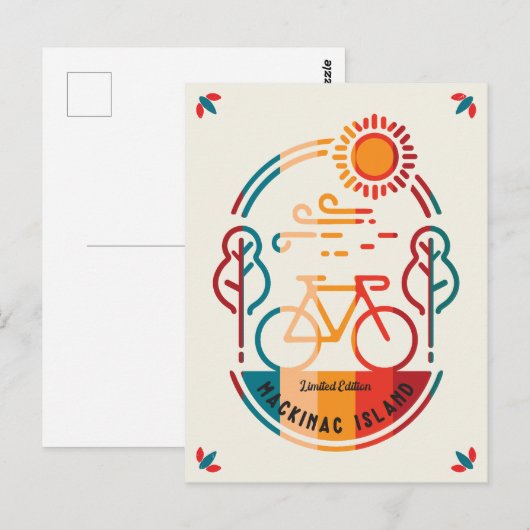 Retro Mackinac Island fietspad Briefkaart (Voorkant / Achterkant)