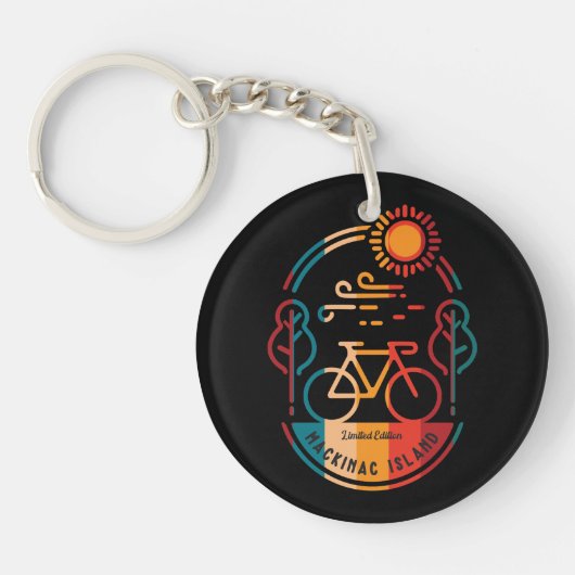 Retro Mackinac Island fietspad Sleutelhanger (Voorkant)