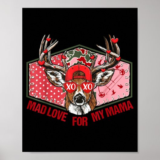Retro Mad Love For My Mama Deer Hunting Boys Valen Poster (Voorkant)