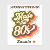 Retro Made in de 80s 1980s Funny Quote Name Sticker (Vel)
