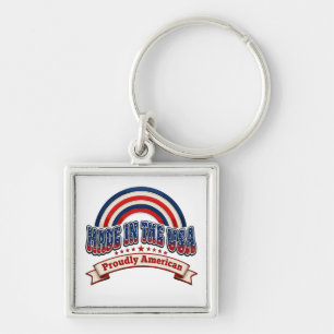 Retro Made in the USA Trots Amerikaans Badge Sleutelhanger