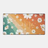 Retro Madelief Bloem Regenboog Monogram Bureaumat (Voorkant)