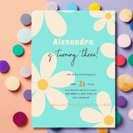 Retro Madelief bloemen kinderverjaardag Kaart
