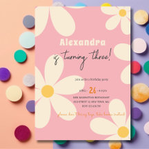 Retro Madelief bloemen kinderverjaardag