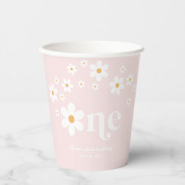 Retro madelief boho 1e verjaardag papieren bekers