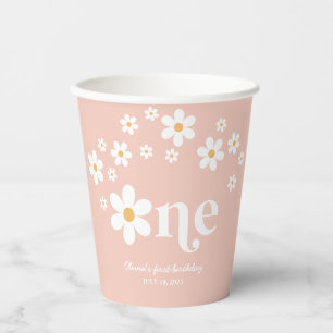 Retro madelief boho 1e verjaardag papieren bekers