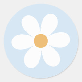 Retro madelief boho blauw ronde sticker