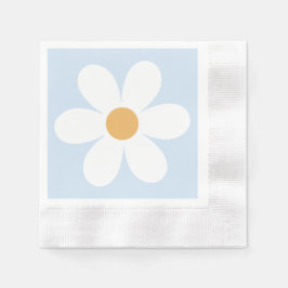 Retro madelief boho blauw servet