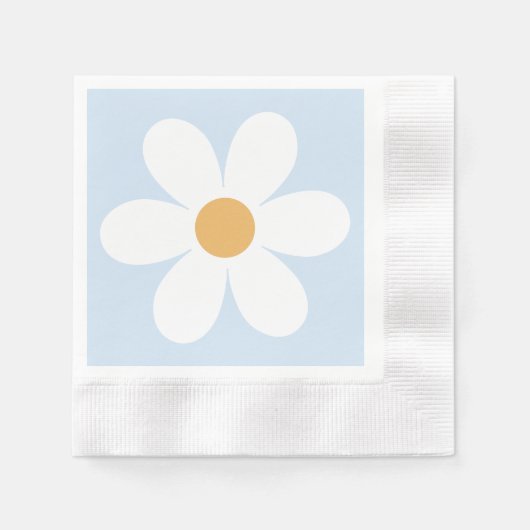 Retro madelief boho blauw servet (Voorkant)
