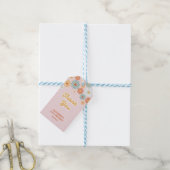 Retro Madelief Boho Groovy Bloemige Verjaardag Cadeaulabel (Met Touw)