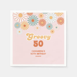 Retro Madelief Boho Groovy Bloemige Verjaardag Servet