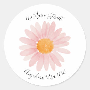 Retro madelief boho retouradreslabel ronde sticker