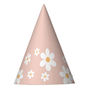 retro madelief boho roze feesthoed feesthoedjes