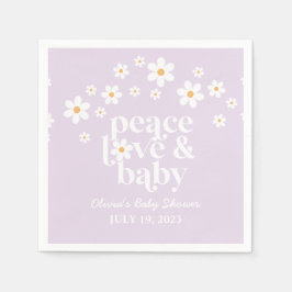 Retro Madelief boho Vrede Liefde Baby Shower lila Servet
