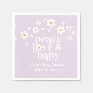 Retro Madelief boho Vrede Liefde Baby Shower lila Servet